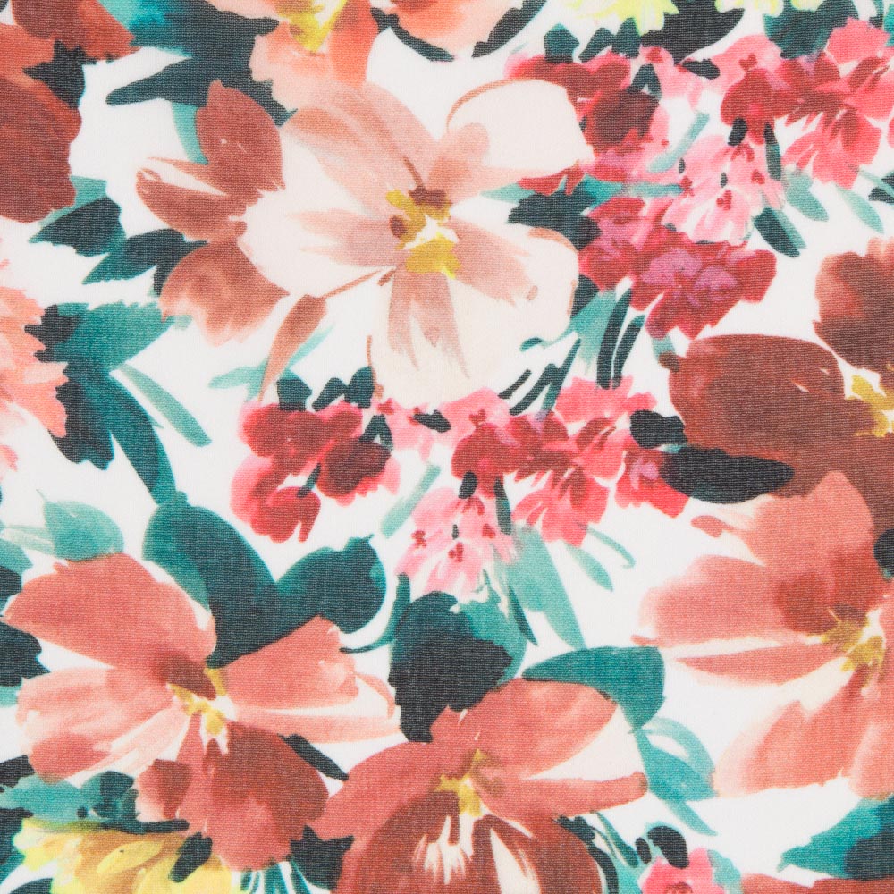 Gasa Poliéster Salmón Flor - Ribes y Casals