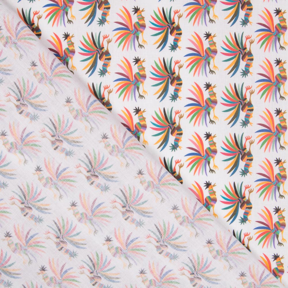 Retal Popelín Gallos Multicolor 85x145cm - Ribes y Casals