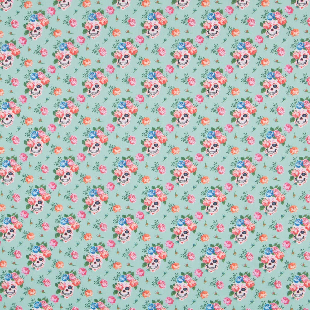 Popelín Calaveras Verde - Ribes y Casals