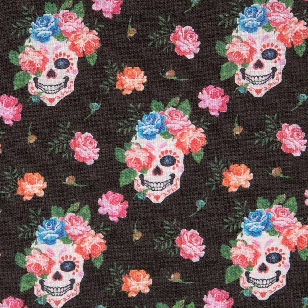 Popelín Calaveras Negra - Ribes y Casals