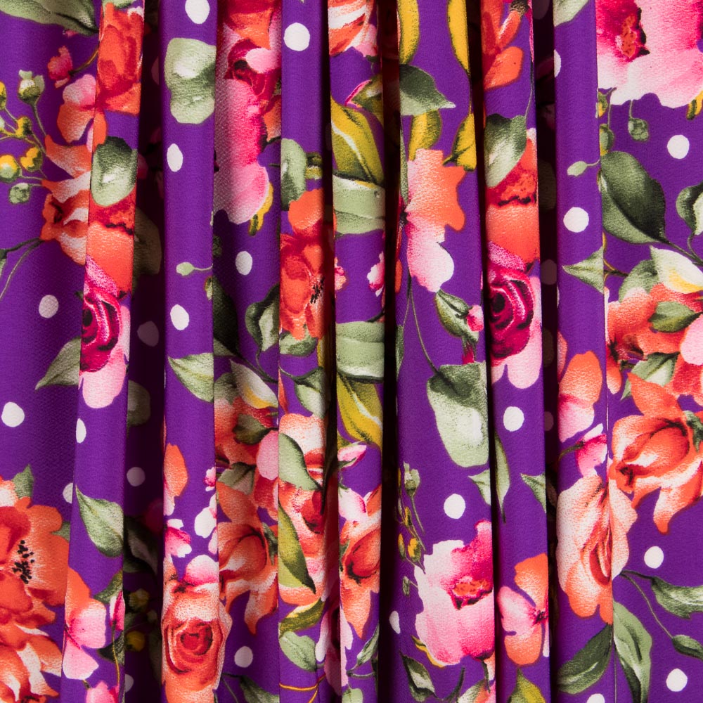 Crepe Lunares y Flores Morada - Ribes y Casals