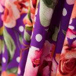 Crepe Lunares y Flores Morada - Ribes y Casals