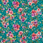 Crepe Lunares y Flores Aguamarina - Ribes y Casals