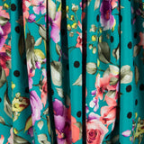 Crepe Lunares y Flores Aguamarina - Ribes y Casals