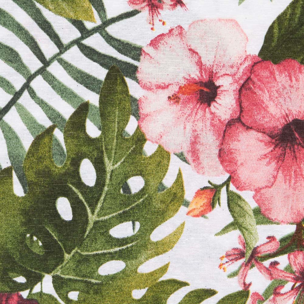 Loneta Estampada Tropical Blanco Flor - Ribes y Casals