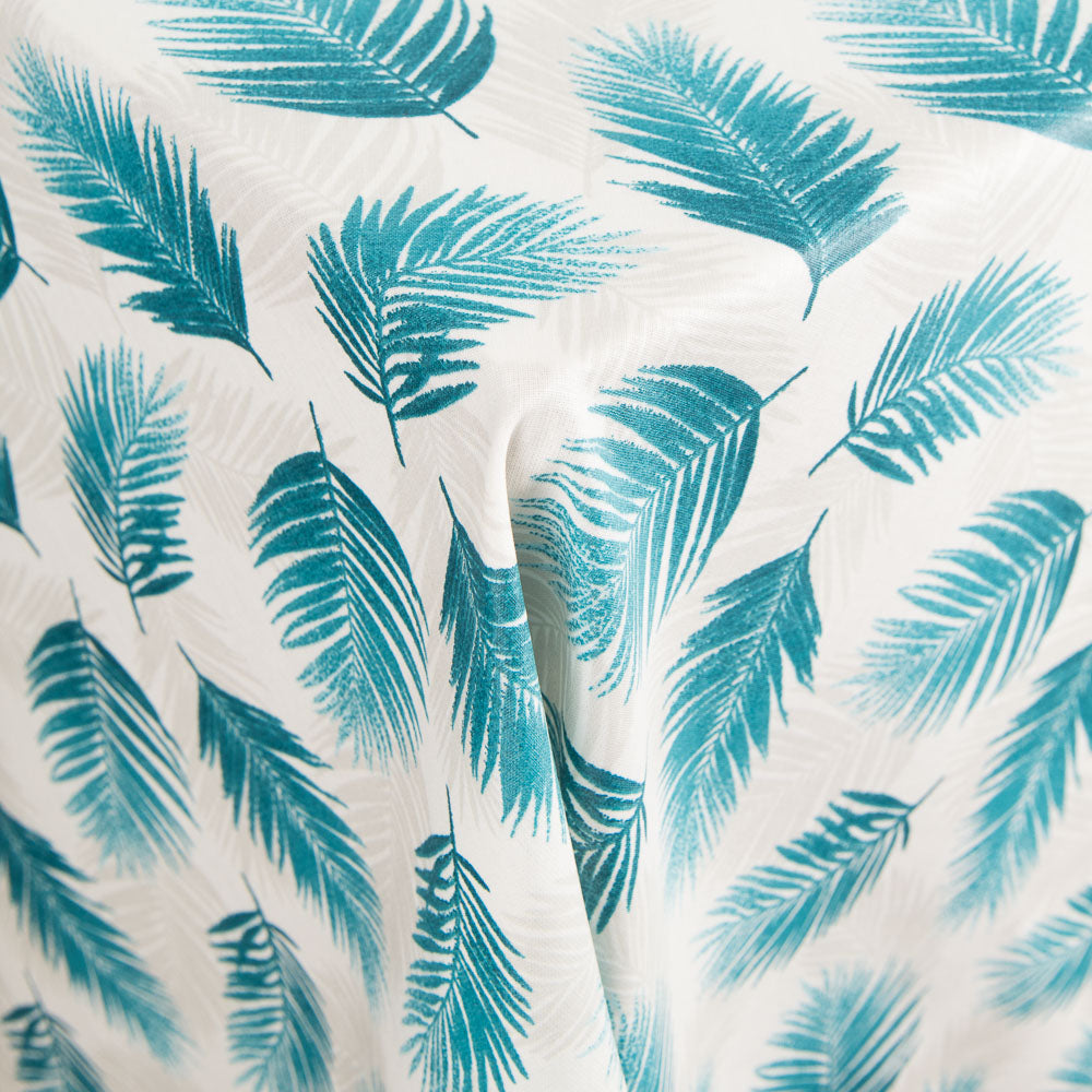 Algodón Resinado Hojas Palmera Turquesa - Ribes y Casals