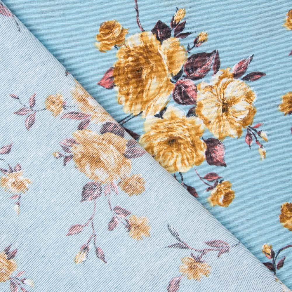 Loneta Estampada Otoño Azul - Ribes y Casals