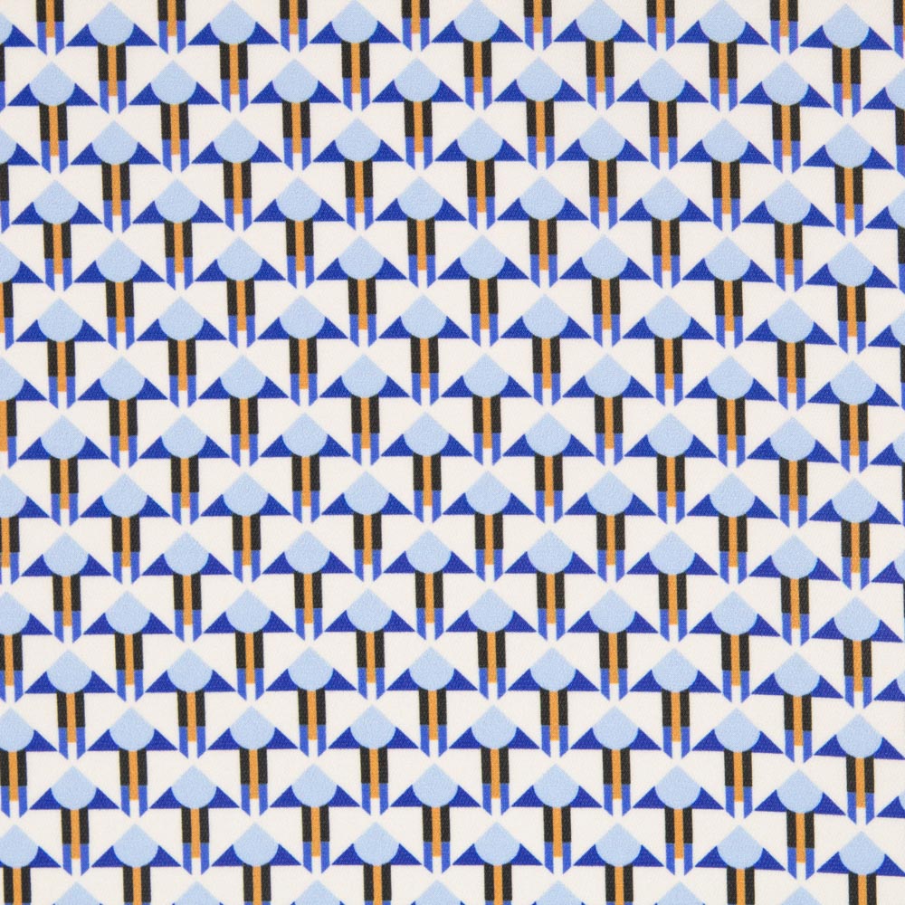 Satén Mate Geométrico Azul - Ribes y Casals