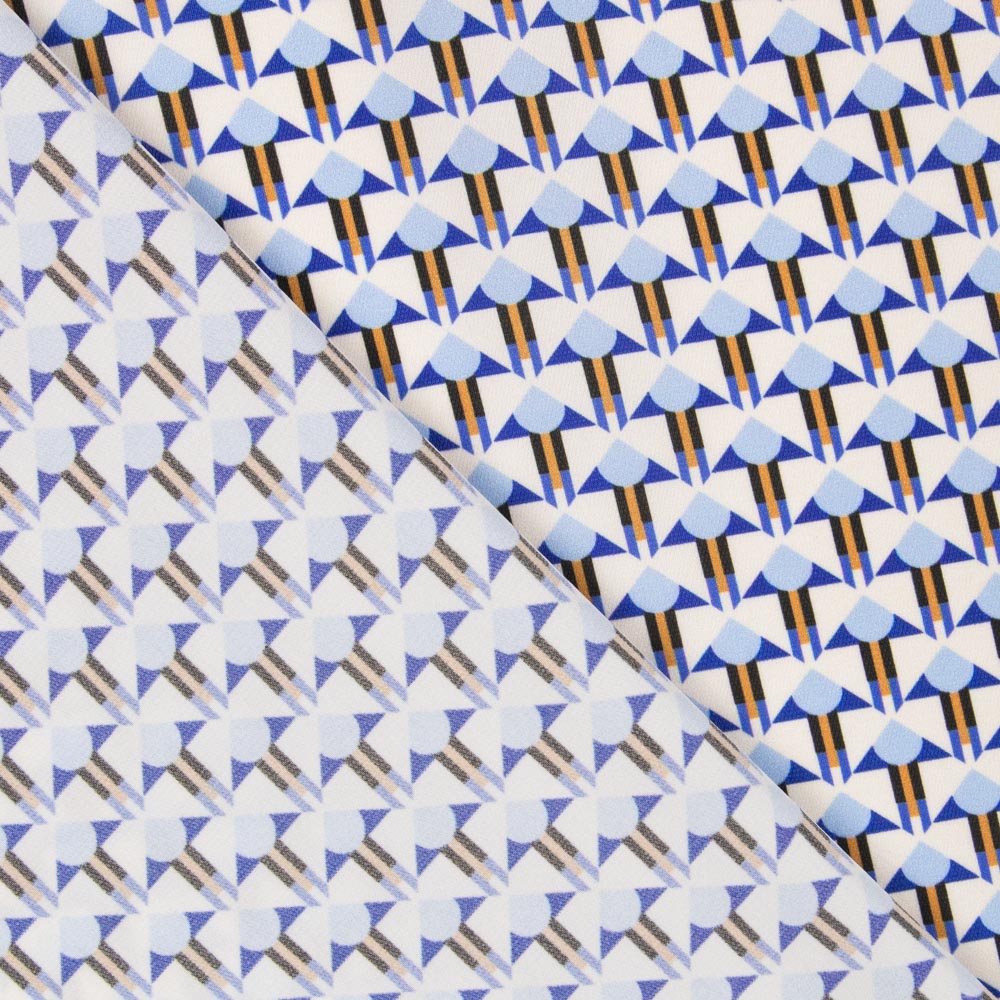 Satén Mate Geométrico Azul - Ribes y Casals