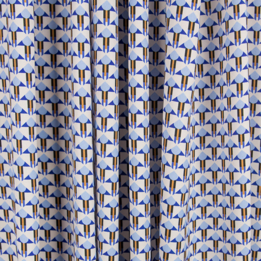 Satén Mate Geométrico Azul - Ribes y Casals