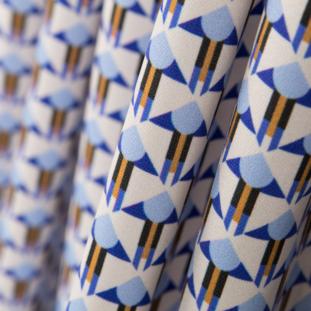 Satén Mate Geométrico Azul - Ribes y Casals