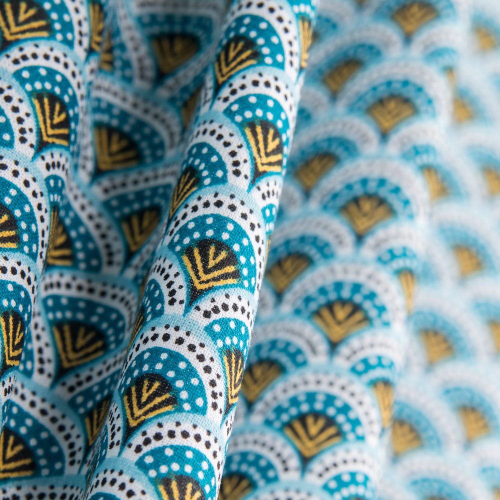 Popelín Algodón Abanico Azules - Ribes y Casals