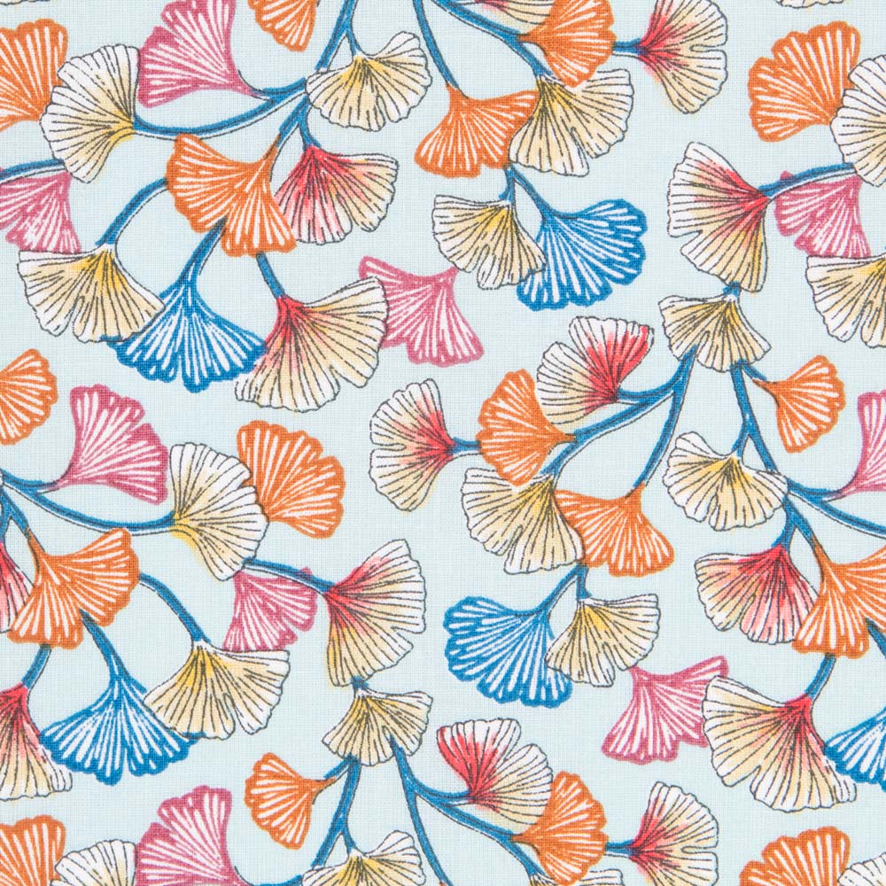 Popelín Algodón Corales Azul - Ribes y Casals