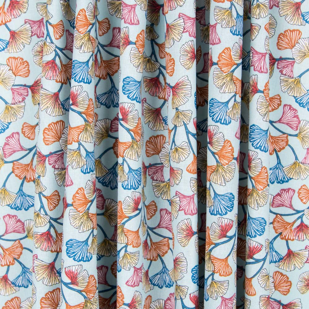 Popelín Algodón Corales Azul - Ribes y Casals