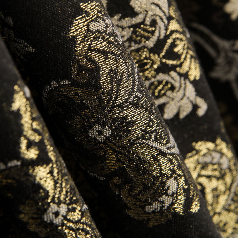 Jacquard Damasco Lúrex Negro Oro - Ribes y Casals