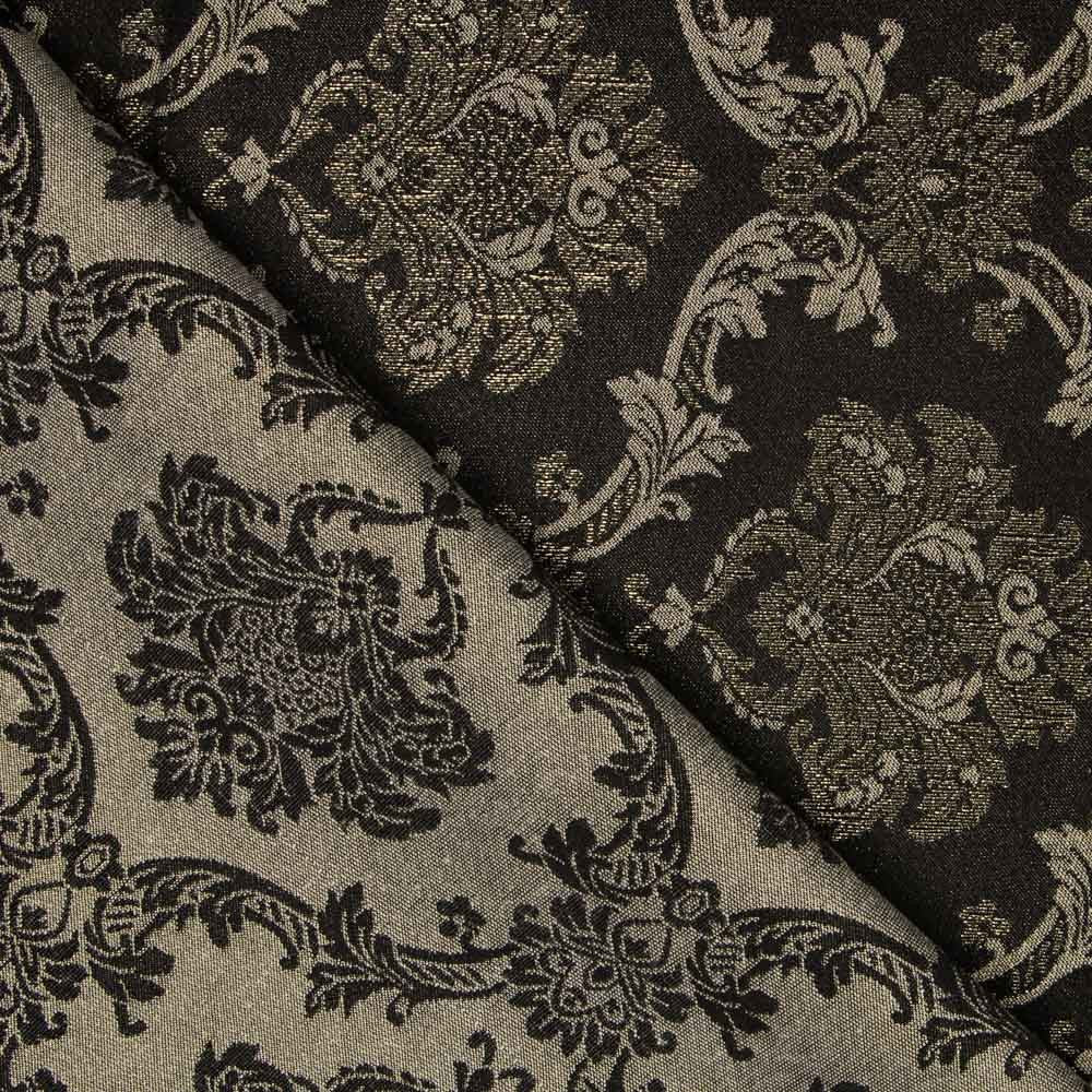 Jacquard Damasco Lúrex Negro Oro - Ribes y Casals