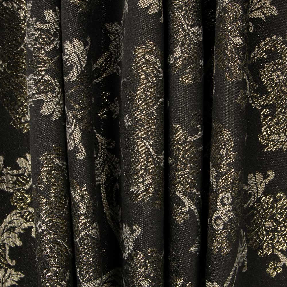 Jacquard Damasco Lúrex Negro Oro - Ribes y Casals