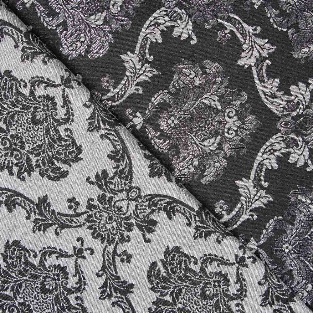 Jacquard Damasco Lúrex Negro Plata - Ribes y Casals