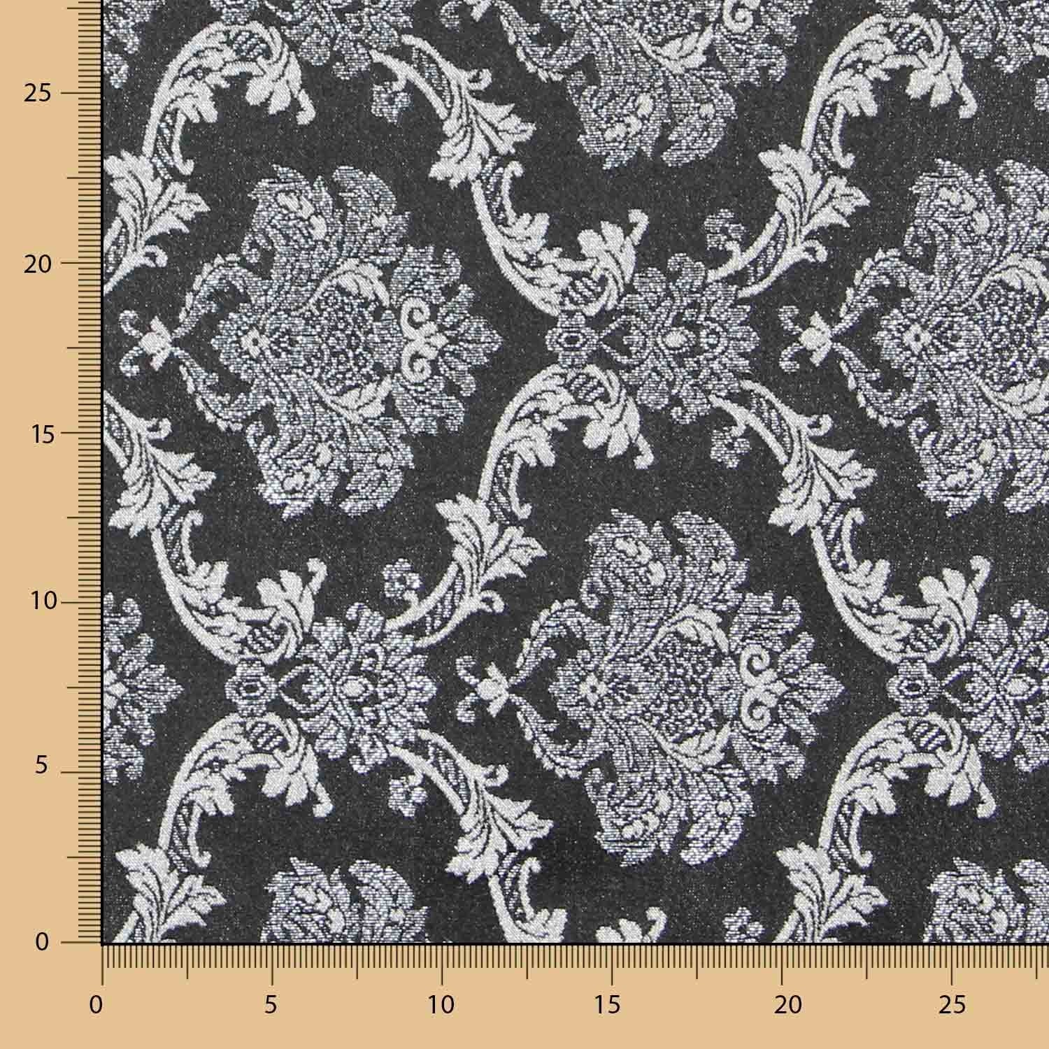 Jacquard Damasco Lúrex Negro Plata - Ribes y Casals