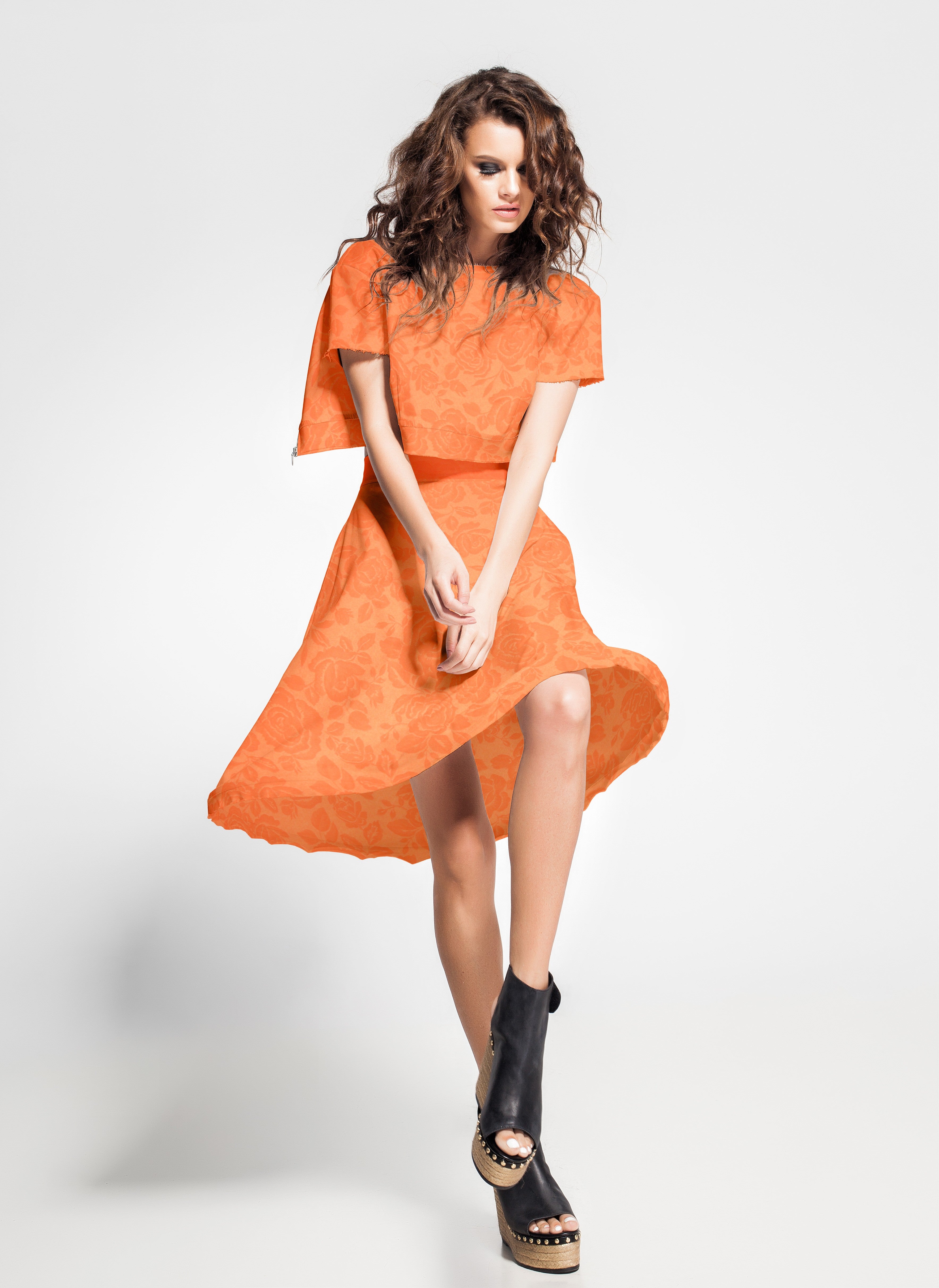 Jacquard Floral Mandarina - Ribes y Casals