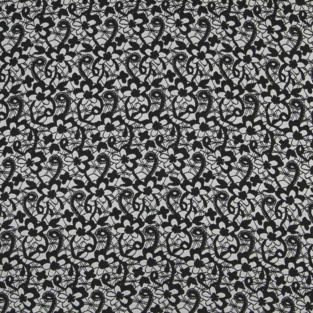 Jacquard Floral Negro Gris - Ribes y Casals