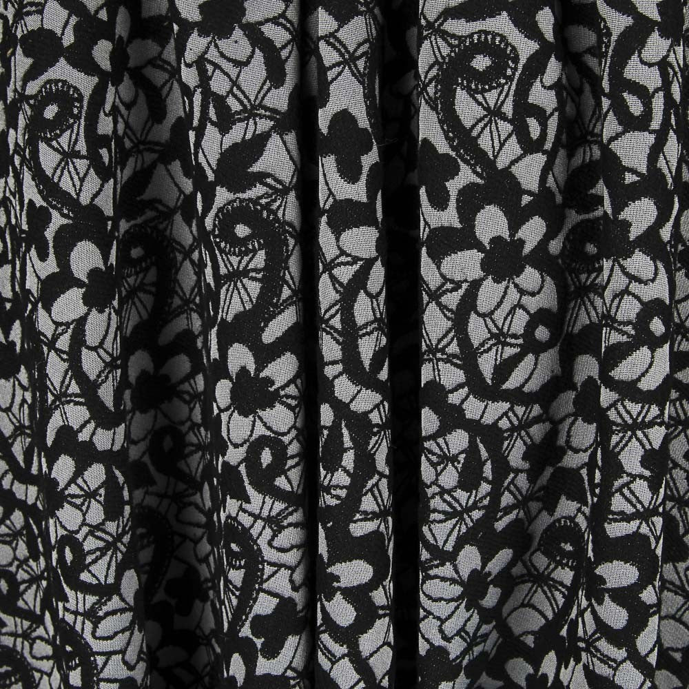 Jacquard Floral Negro Gris - Ribes y Casals