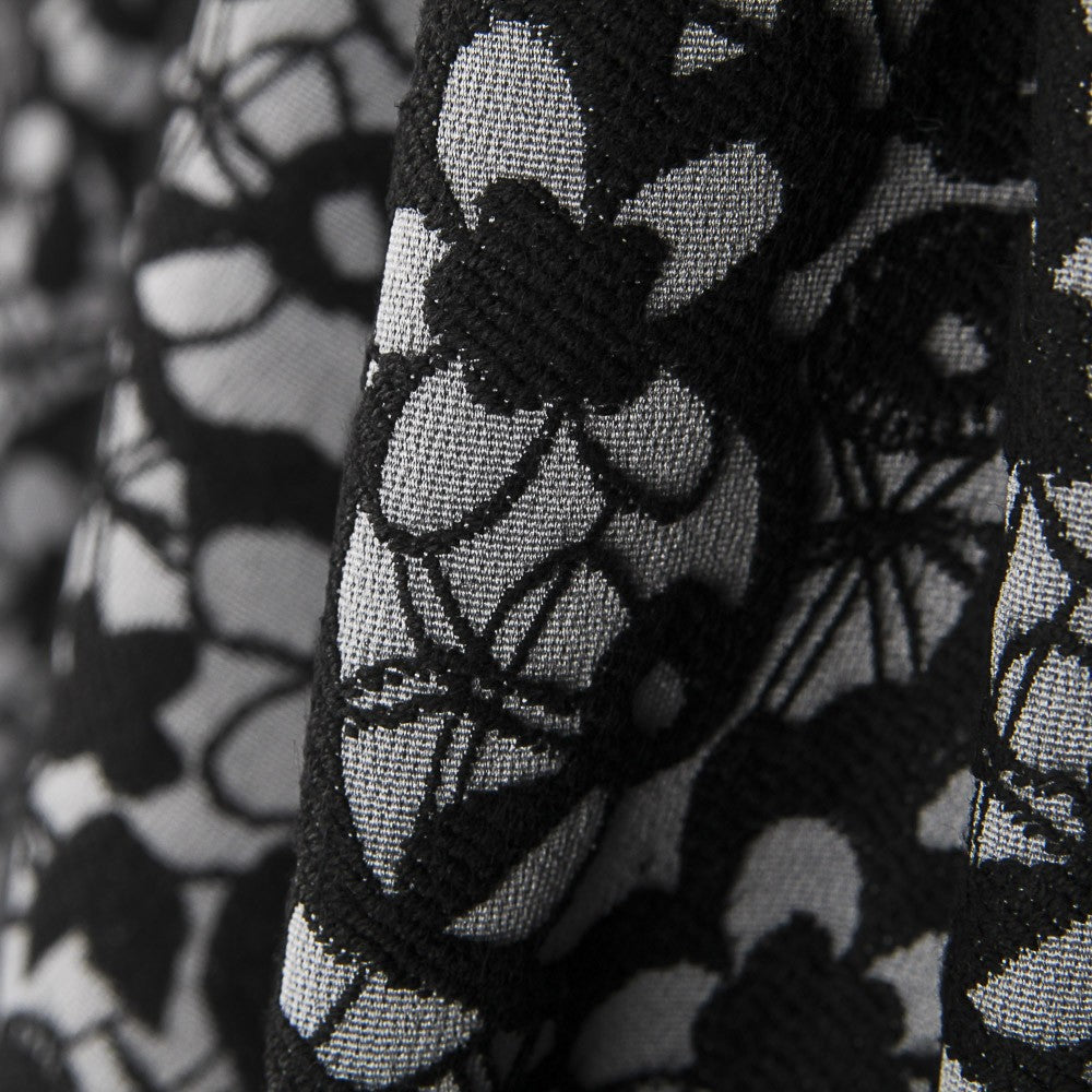Jacquard Floral Negro Gris - Ribes y Casals