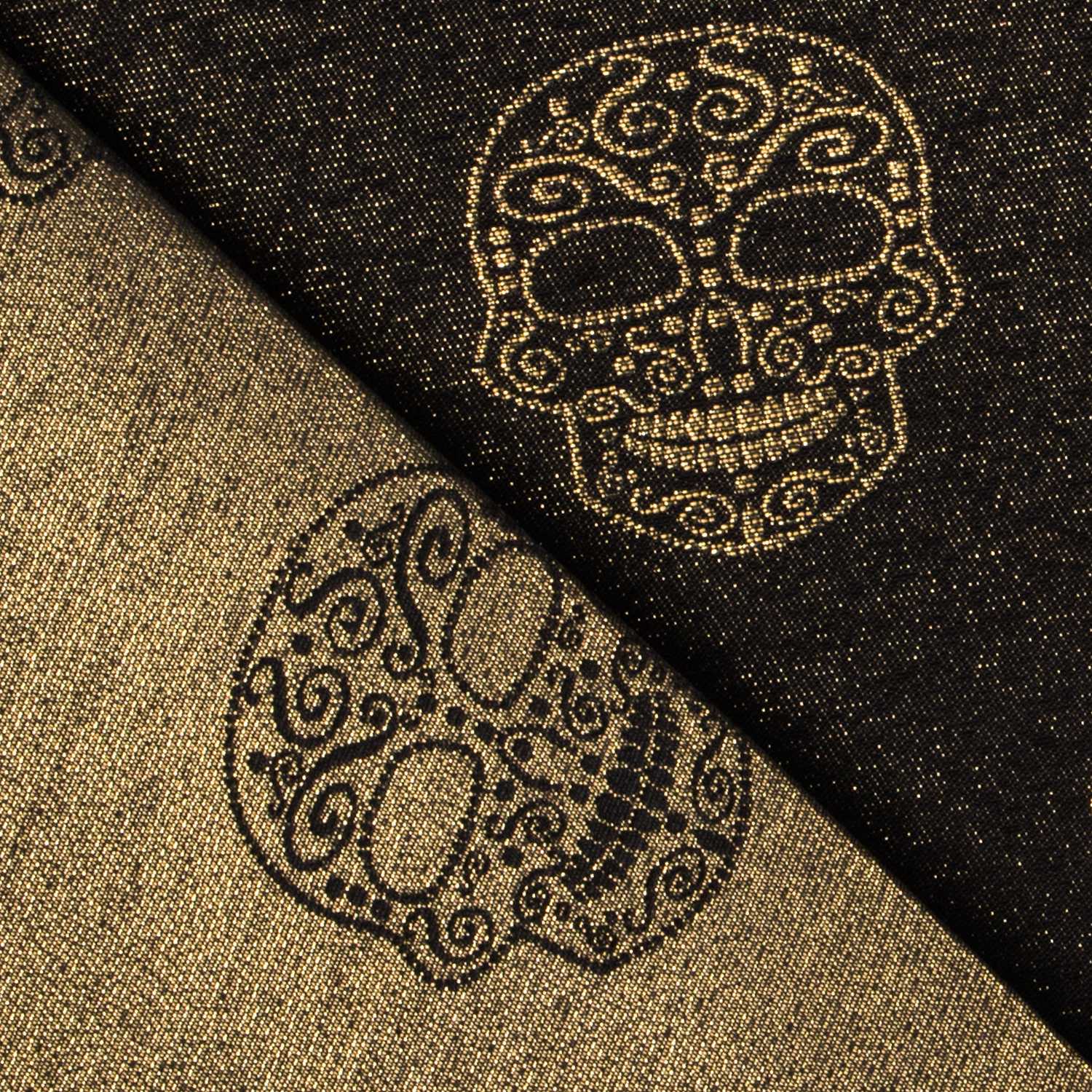 Jacquard Lurex Calavera Negra Oro - Ribes y Casals