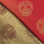 Jacquard Lurex Calavera Roja Oro - Ribes y Casals