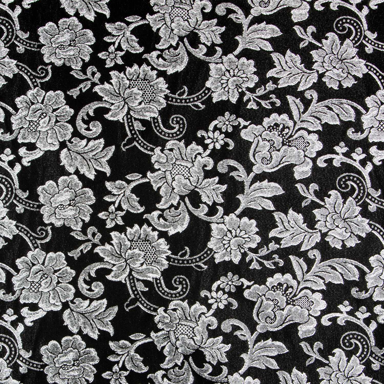 Jacquard Lurex Floral Negra Plata - Ribes y Casals