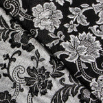 Jacquard Lurex Floral Negra Plata - Ribes y Casals