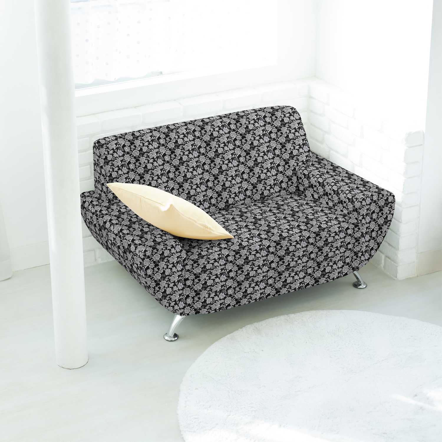 Jacquard Lurex Floral Negra Plata - Ribes y Casals