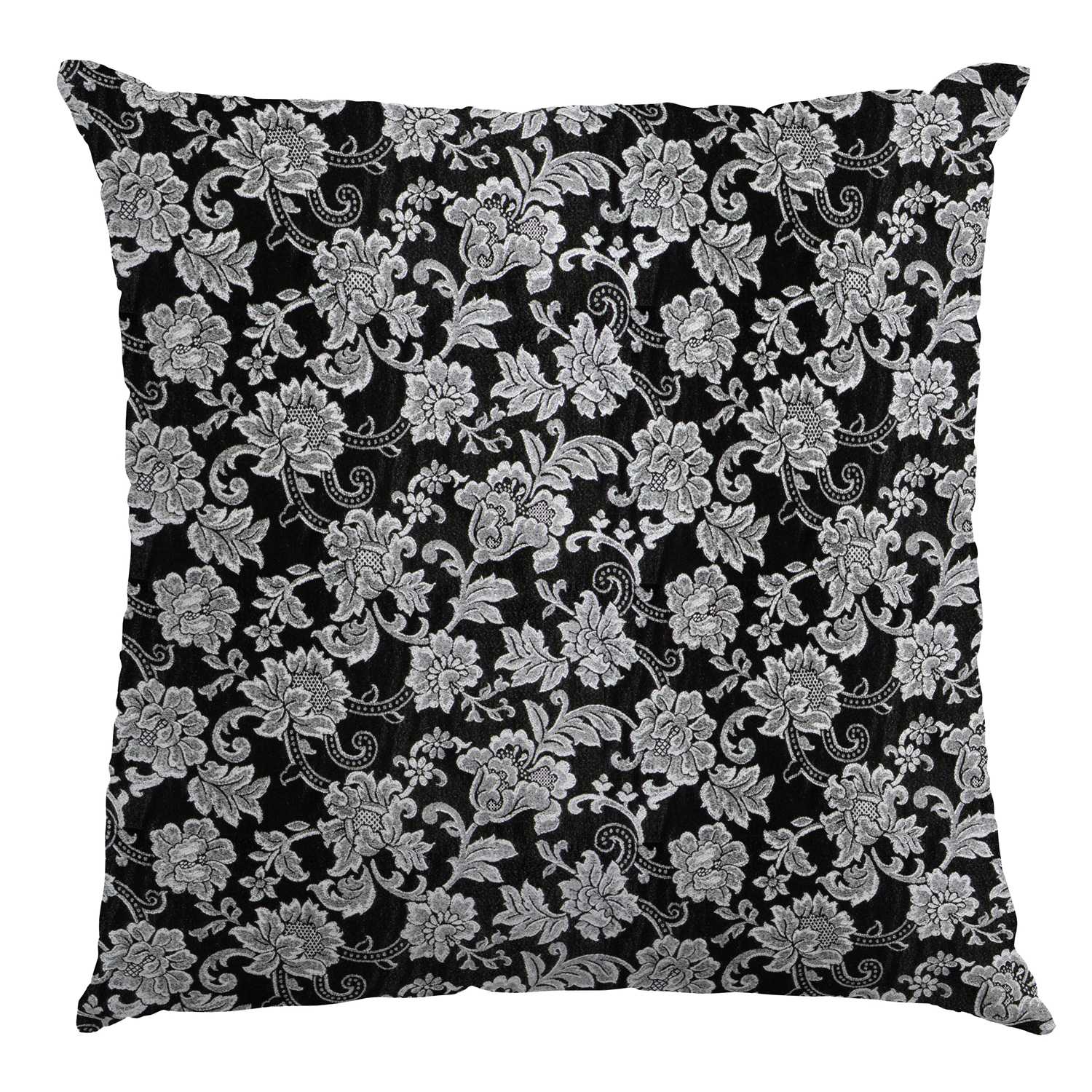 Jacquard Lurex Floral Negra Plata - Ribes y Casals