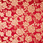 Jacquard Lurex Floral Roja Oro - Ribes y Casals