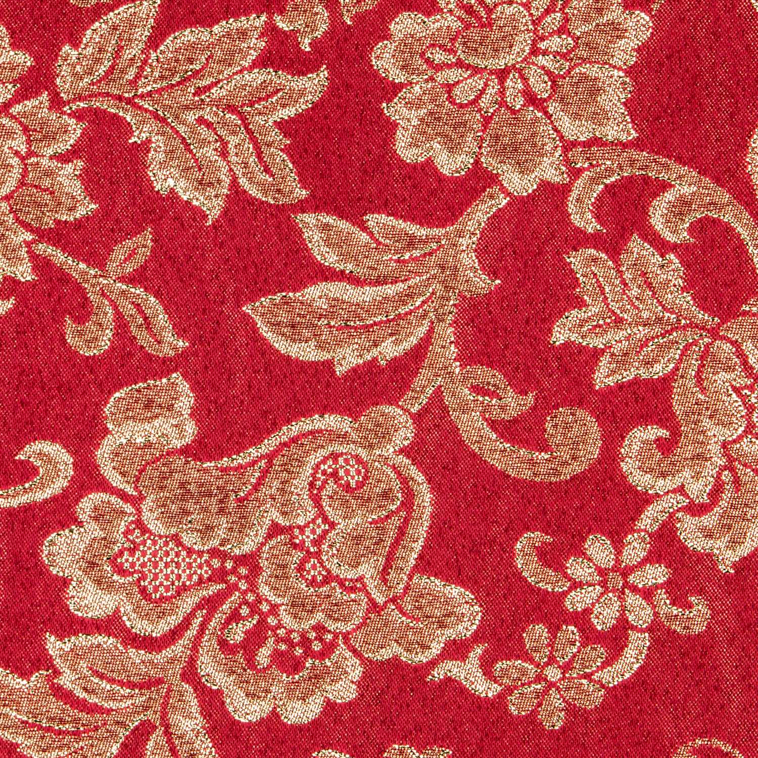 Jacquard Lurex Floral Roja Oro - Ribes y Casals