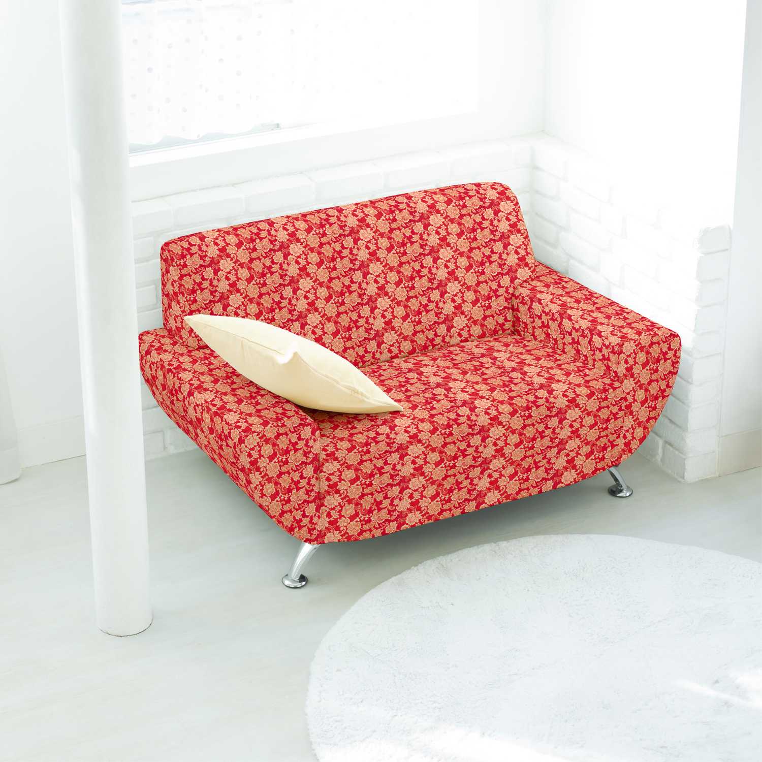 Jacquard Lurex Floral Roja Oro - Ribes y Casals