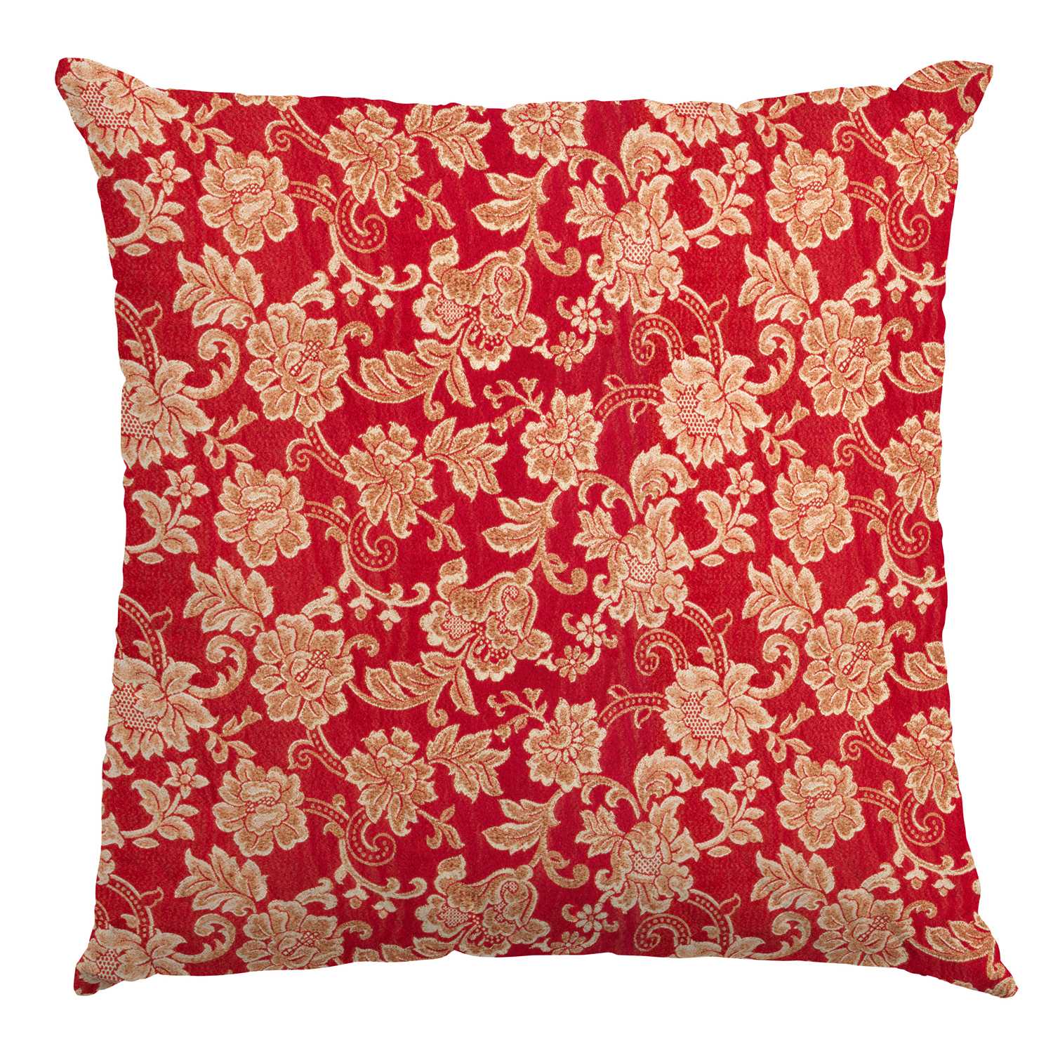 Jacquard Lurex Floral Roja Oro - Ribes y Casals