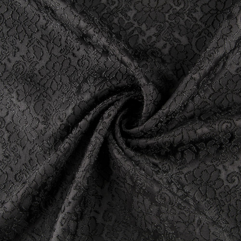 Jacquard Spandex Flor Negro - Ribes y Casals
