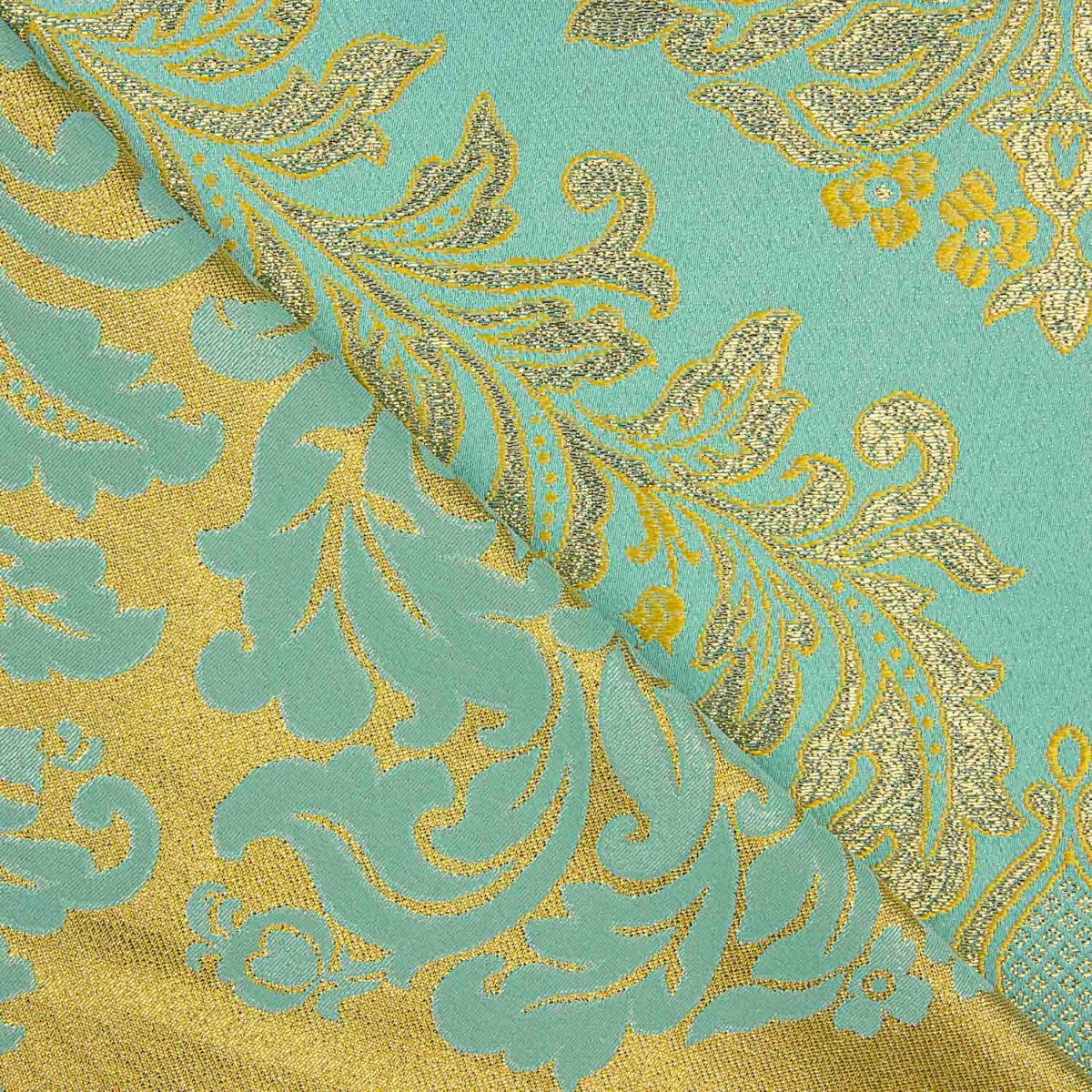 Jacquard Brocado Florencia Azul y Dorado - Ribes y Casals