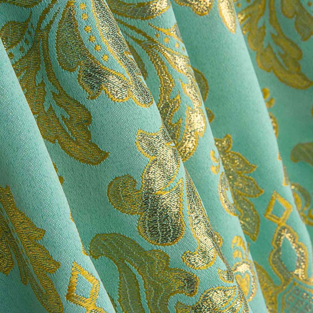Jacquard Brocado Florencia Azul y Dorado - Ribes y Casals