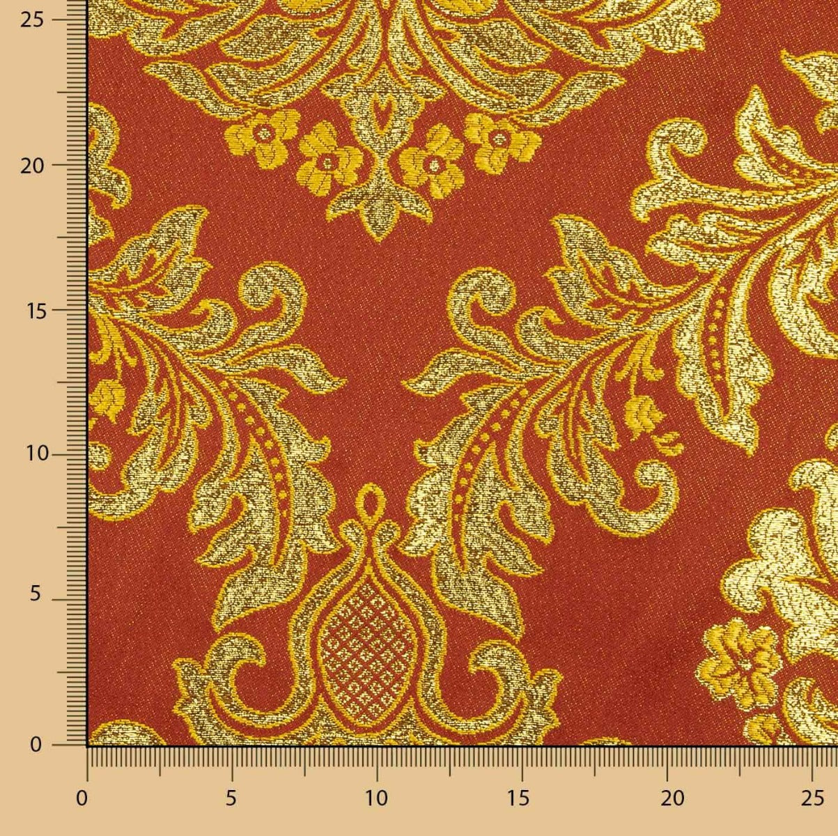 Jacquard Brocado Florencia Granate y Dorado - Ribes y Casals