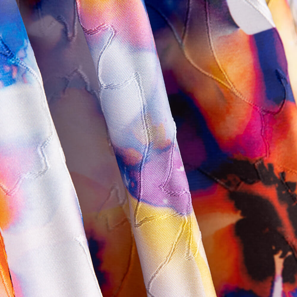 Jacquard Rebrodé Flores Azulina - Ribes y Casals