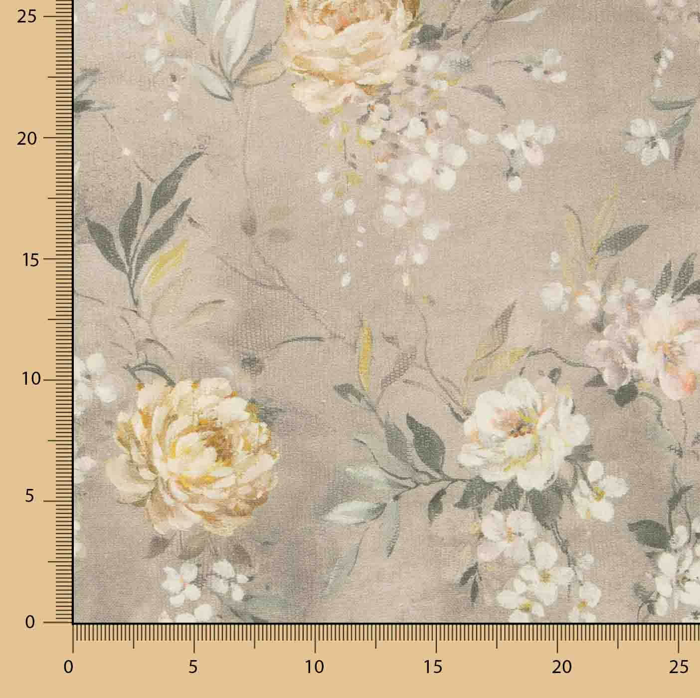 Loneta Estampada Jardín Romántico Beige - Ribes y Casals