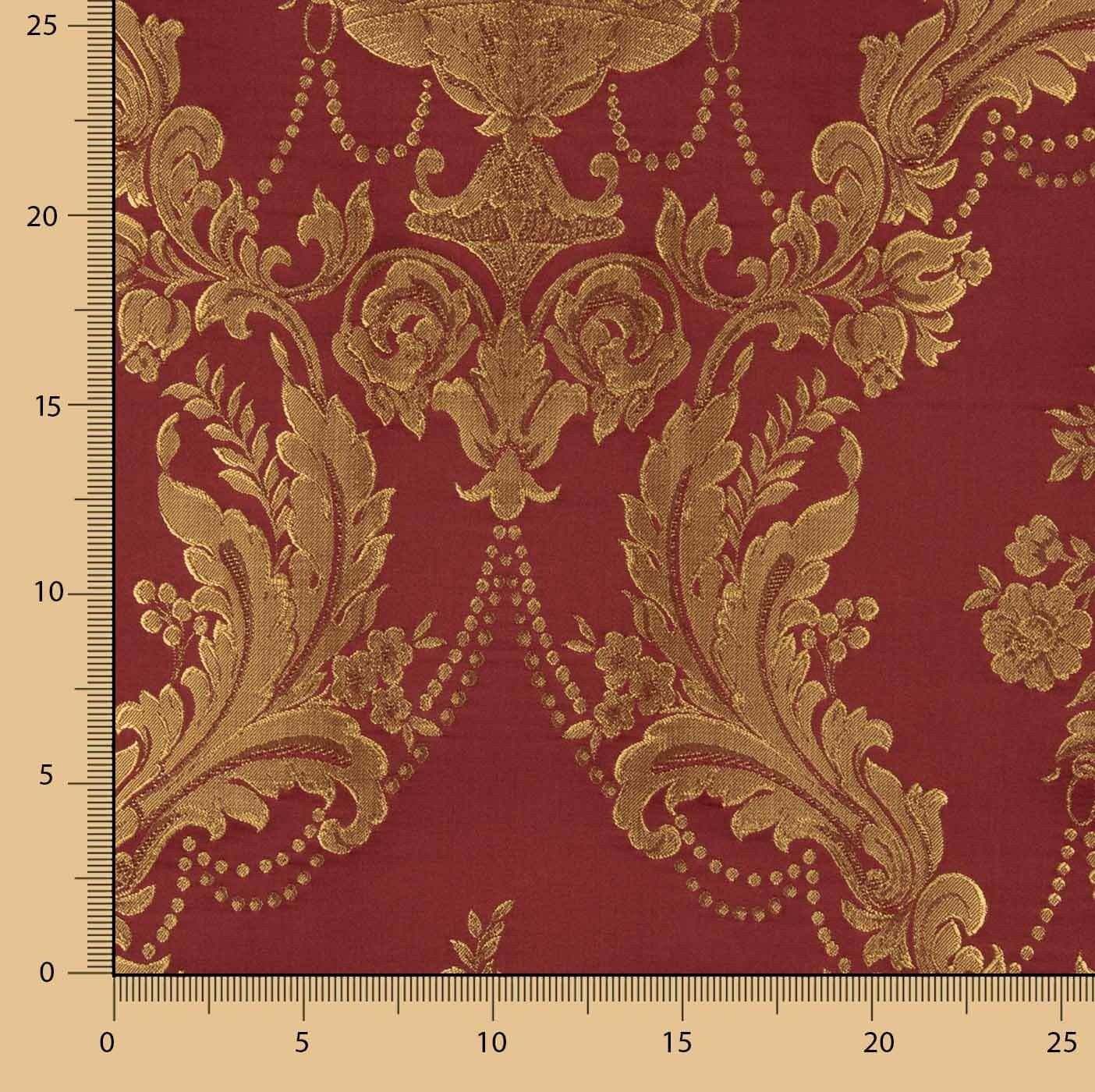 Jacquard Floral Clásico Granate y Dorado - Ribes y Casals