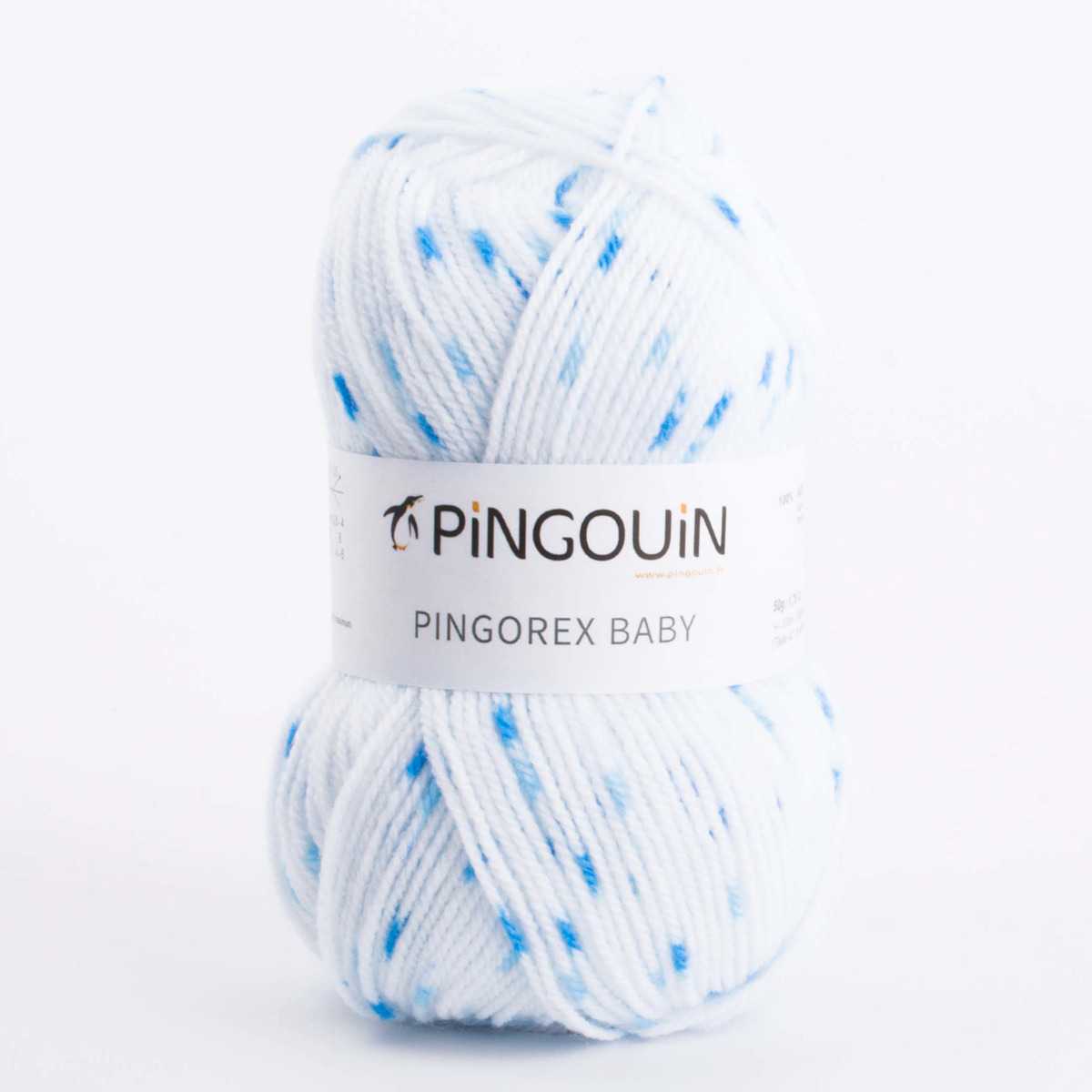 Lana Pingouin Baby Estamp Blanco-Turquesa - Ribes y Casals