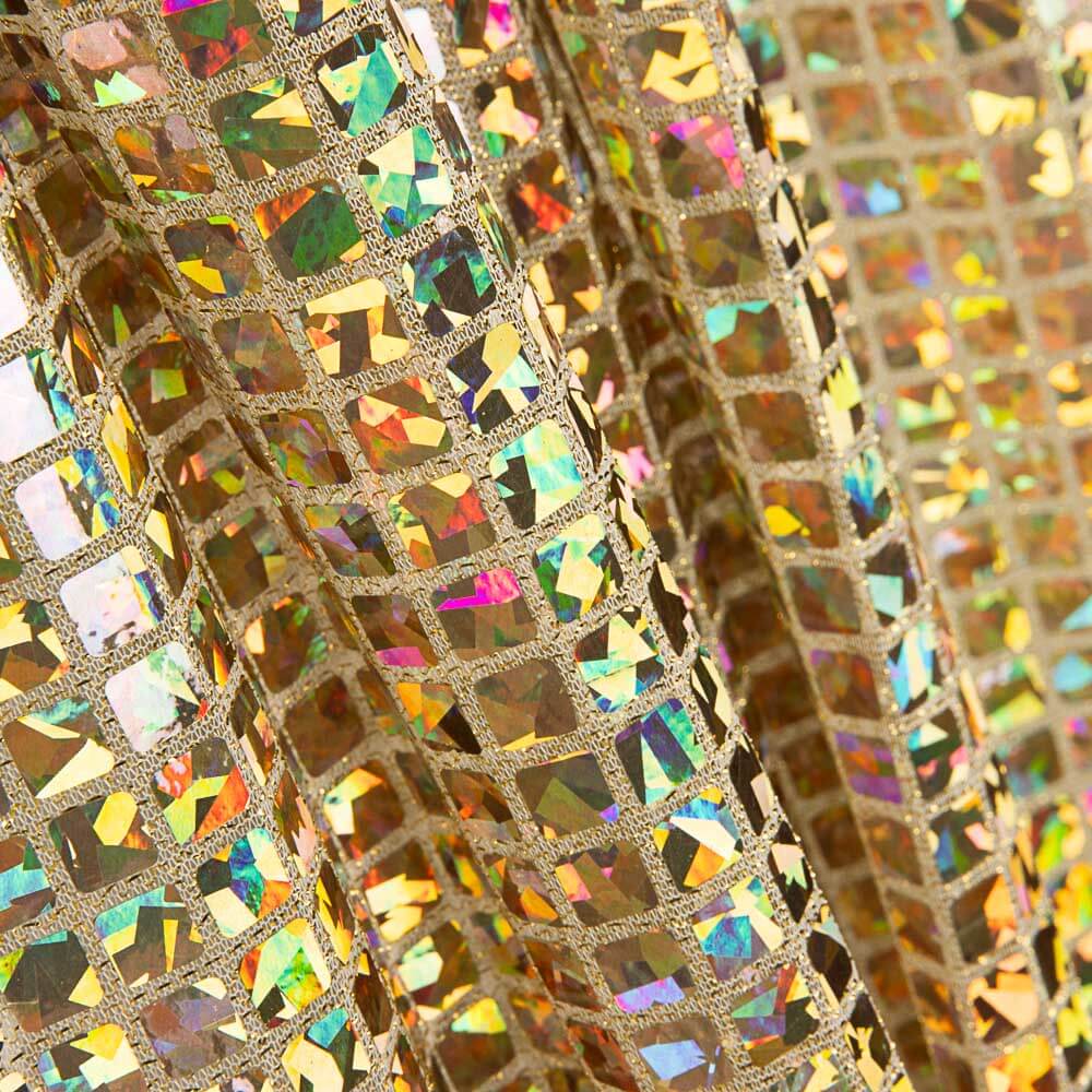 Retal Lentejuela Holograph Cuadrado Oro 195x100 cm - Ribes y Casals