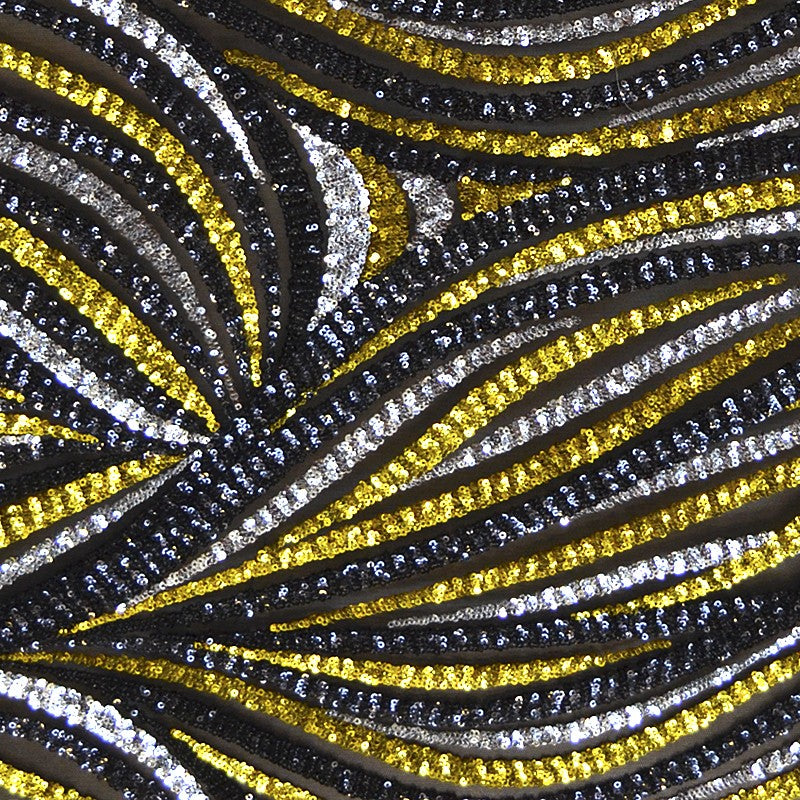 Lentejuelas Ondas Negro Amarillo - Ribes y Casals