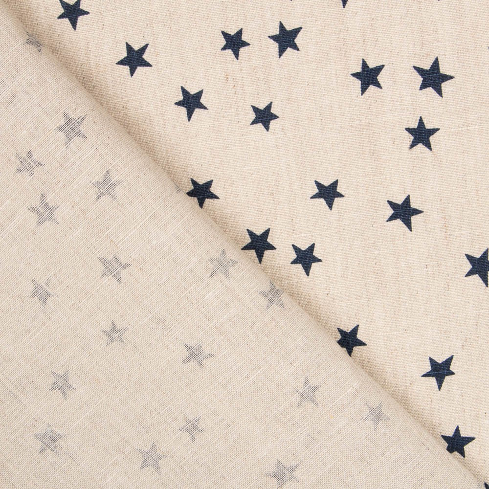Lino Estampado Estrellas Azul - Ribes y Casals