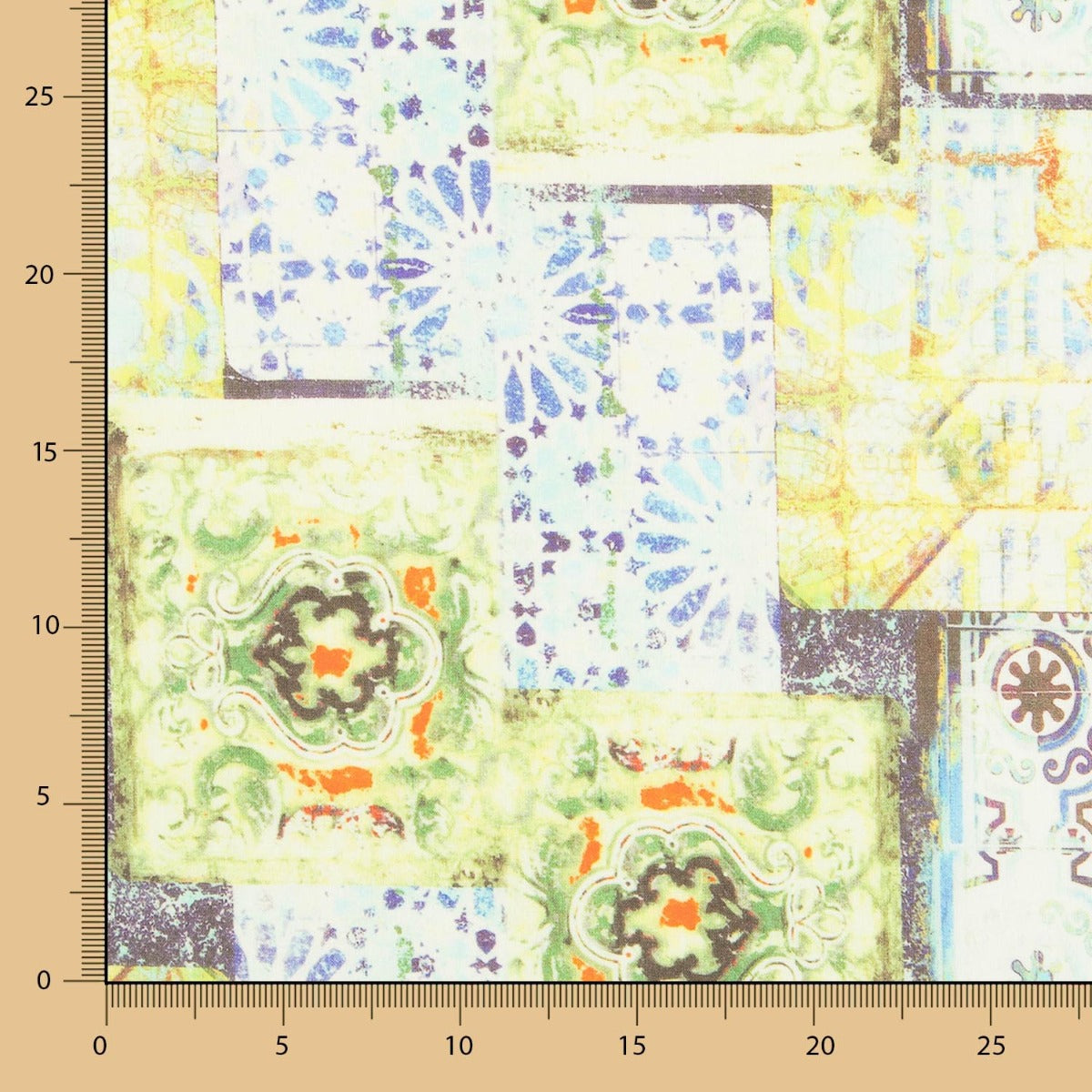 Lino Estampado Étnico Verde - Ribes y Casals