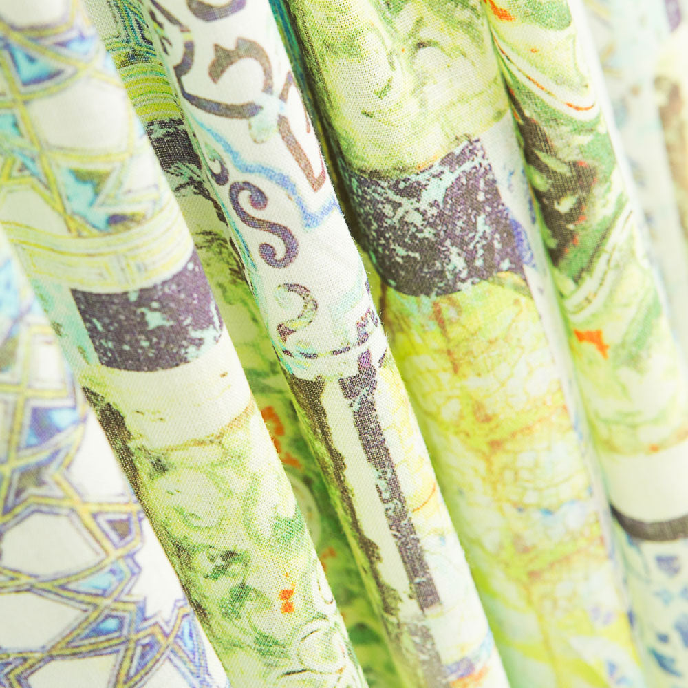 Lino Estampado Étnico Verde - Ribes y Casals